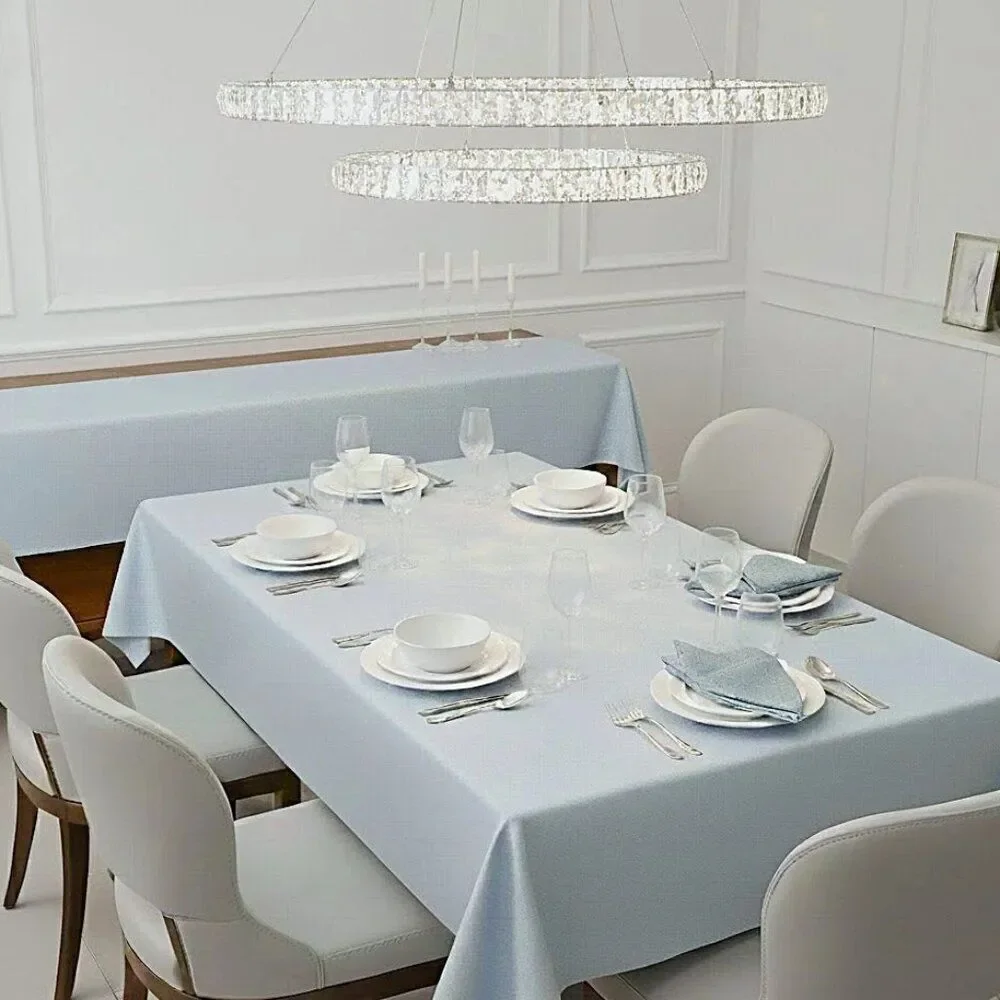Ice BLUE-Rainbow Sparkles Tablecloth, Buffet Runner and Napkins, Set for 8